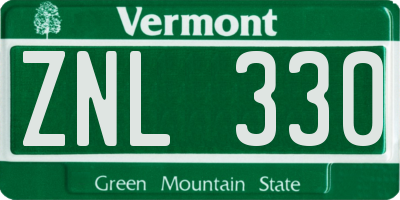 VT license plate ZNL330