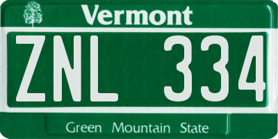 VT license plate ZNL334
