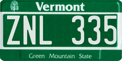 VT license plate ZNL335