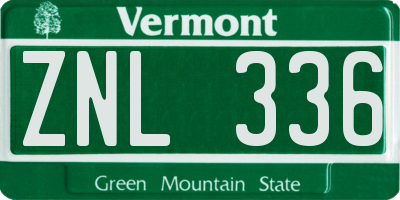 VT license plate ZNL336