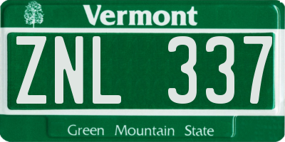 VT license plate ZNL337