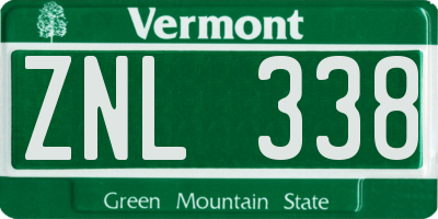 VT license plate ZNL338