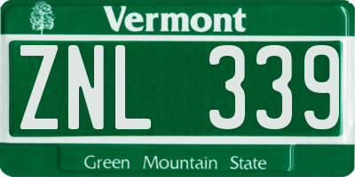 VT license plate ZNL339