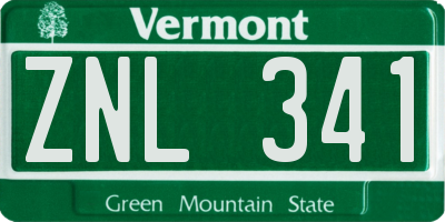 VT license plate ZNL341