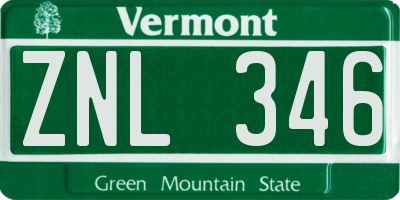 VT license plate ZNL346