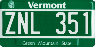 VT license plate ZNL351