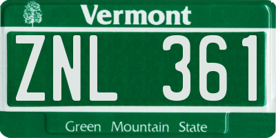 VT license plate ZNL361