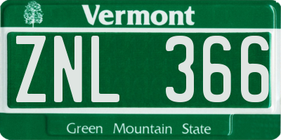 VT license plate ZNL366