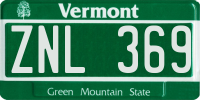 VT license plate ZNL369