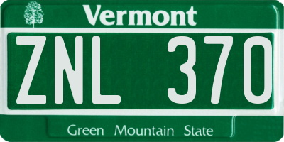 VT license plate ZNL370