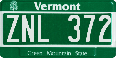 VT license plate ZNL372