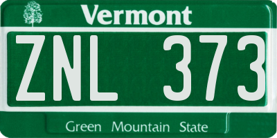 VT license plate ZNL373