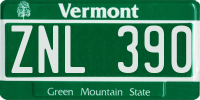VT license plate ZNL390