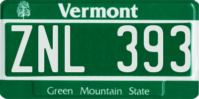VT license plate ZNL393