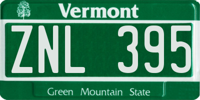 VT license plate ZNL395