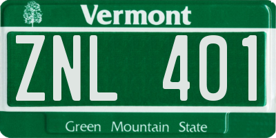 VT license plate ZNL401