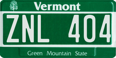 VT license plate ZNL404