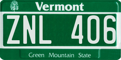 VT license plate ZNL406