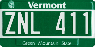VT license plate ZNL411