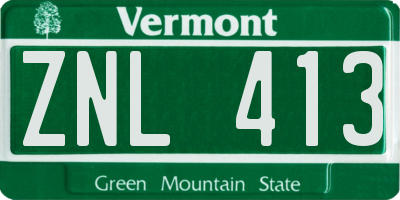 VT license plate ZNL413