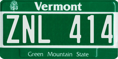 VT license plate ZNL414