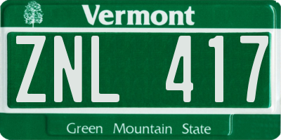 VT license plate ZNL417