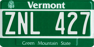 VT license plate ZNL427