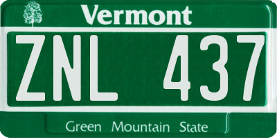 VT license plate ZNL437