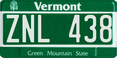 VT license plate ZNL438