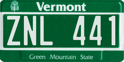VT license plate ZNL441