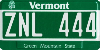 VT license plate ZNL444