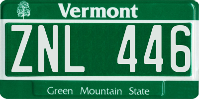 VT license plate ZNL446