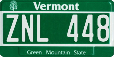 VT license plate ZNL448