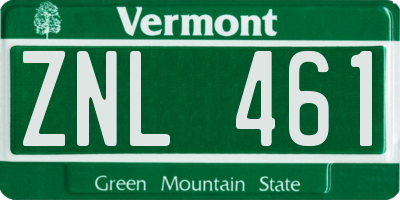 VT license plate ZNL461