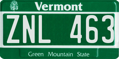 VT license plate ZNL463