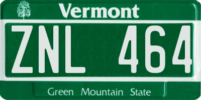 VT license plate ZNL464