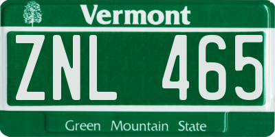 VT license plate ZNL465