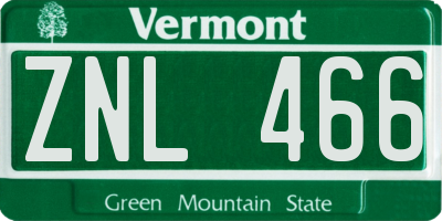 VT license plate ZNL466