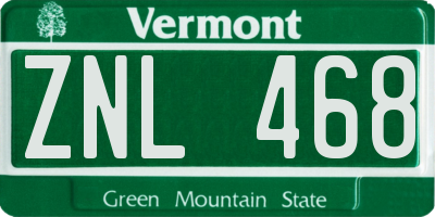 VT license plate ZNL468