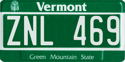 VT license plate ZNL469