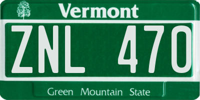 VT license plate ZNL470