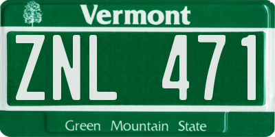 VT license plate ZNL471