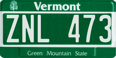 VT license plate ZNL473