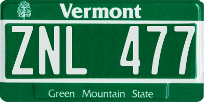 VT license plate ZNL477