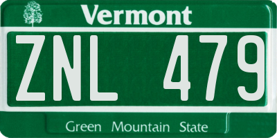 VT license plate ZNL479