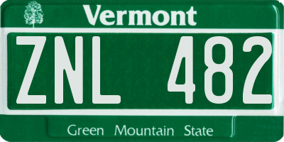 VT license plate ZNL482