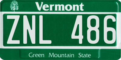 VT license plate ZNL486