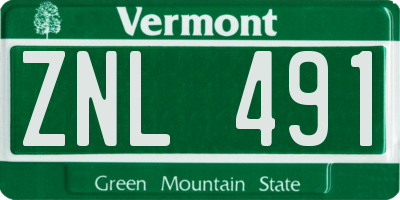 VT license plate ZNL491