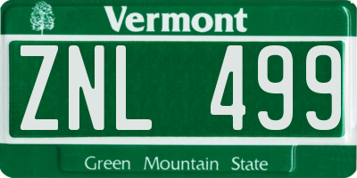 VT license plate ZNL499