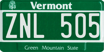 VT license plate ZNL505
